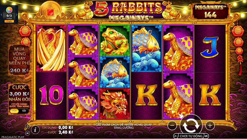 Hướng dẫn thao tác chơi 5 Con Thỏ Megaways từng bước trên Kubet
